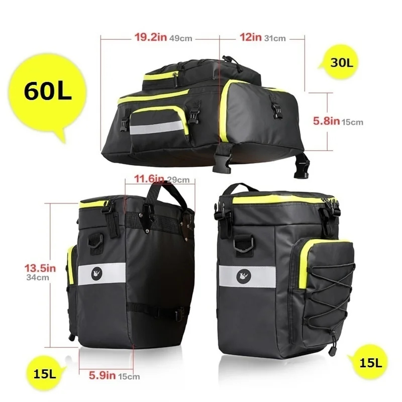 60L 3 In 1 Mountain Road Bicyc - Panniers Waterproof Rear recensie en prijs